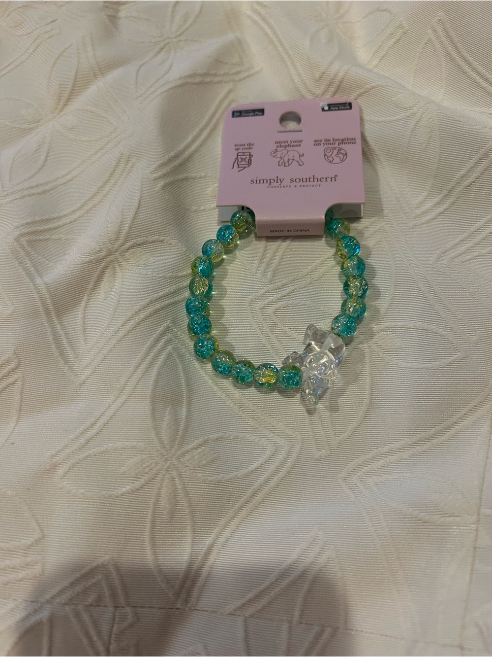 TEAL AND YELLOW SIMPLY SOUTHERN TRACKER ELEPHANT JEWELRY BRACELET